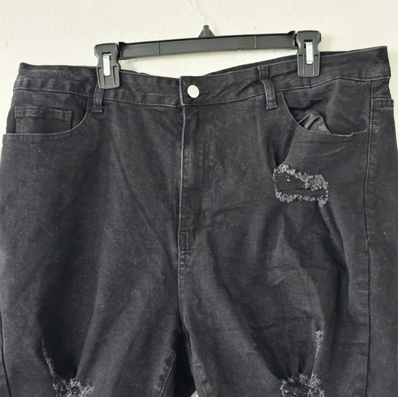 Pacsun women's Ripped Jean Shorts Pants, Size 4XL NWOT black Gym Sports Outdoor - Picture 4 of 10